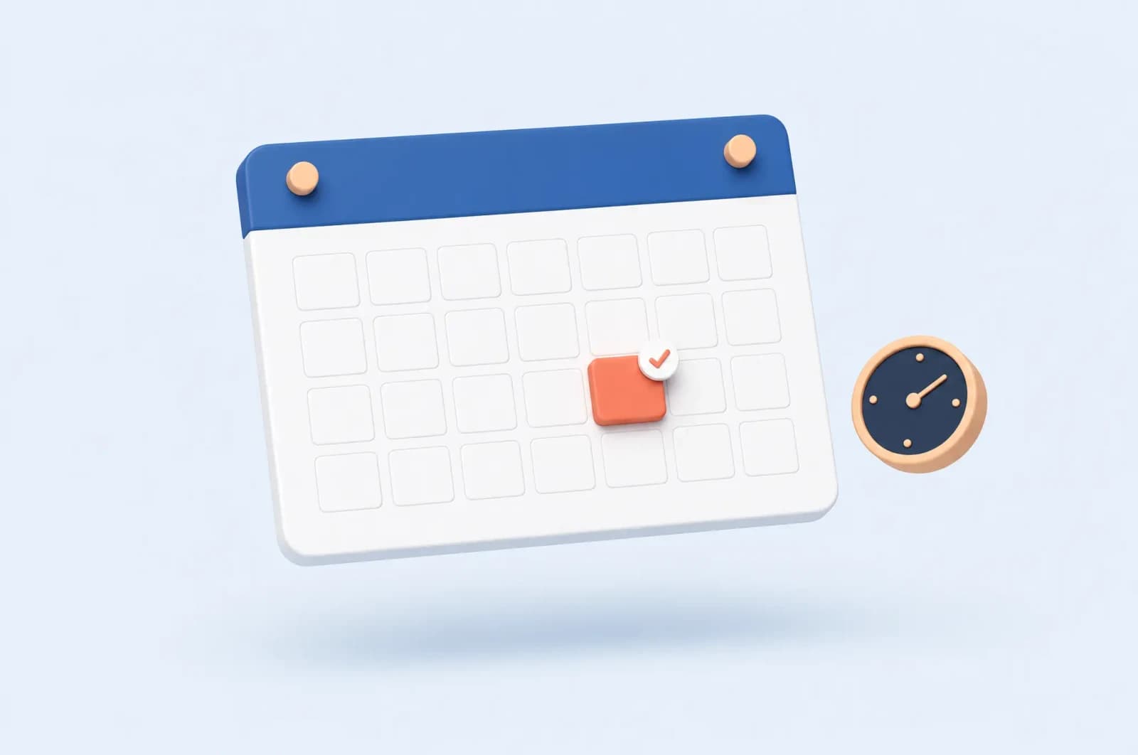 Calendar with a confirmed appointment and a clock